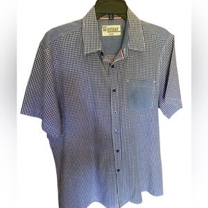 No Retreat Men’s Checkered Shirt Large – Gingham Print w/ Patriotic Detail